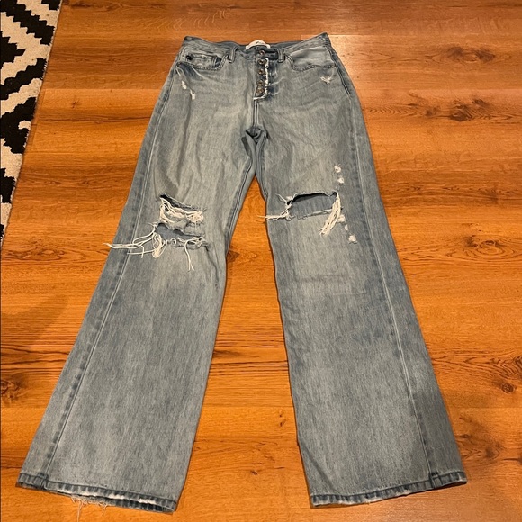 KanCan Light Blue Distressed 90’s Flare Jeans - Picture 2 of 7